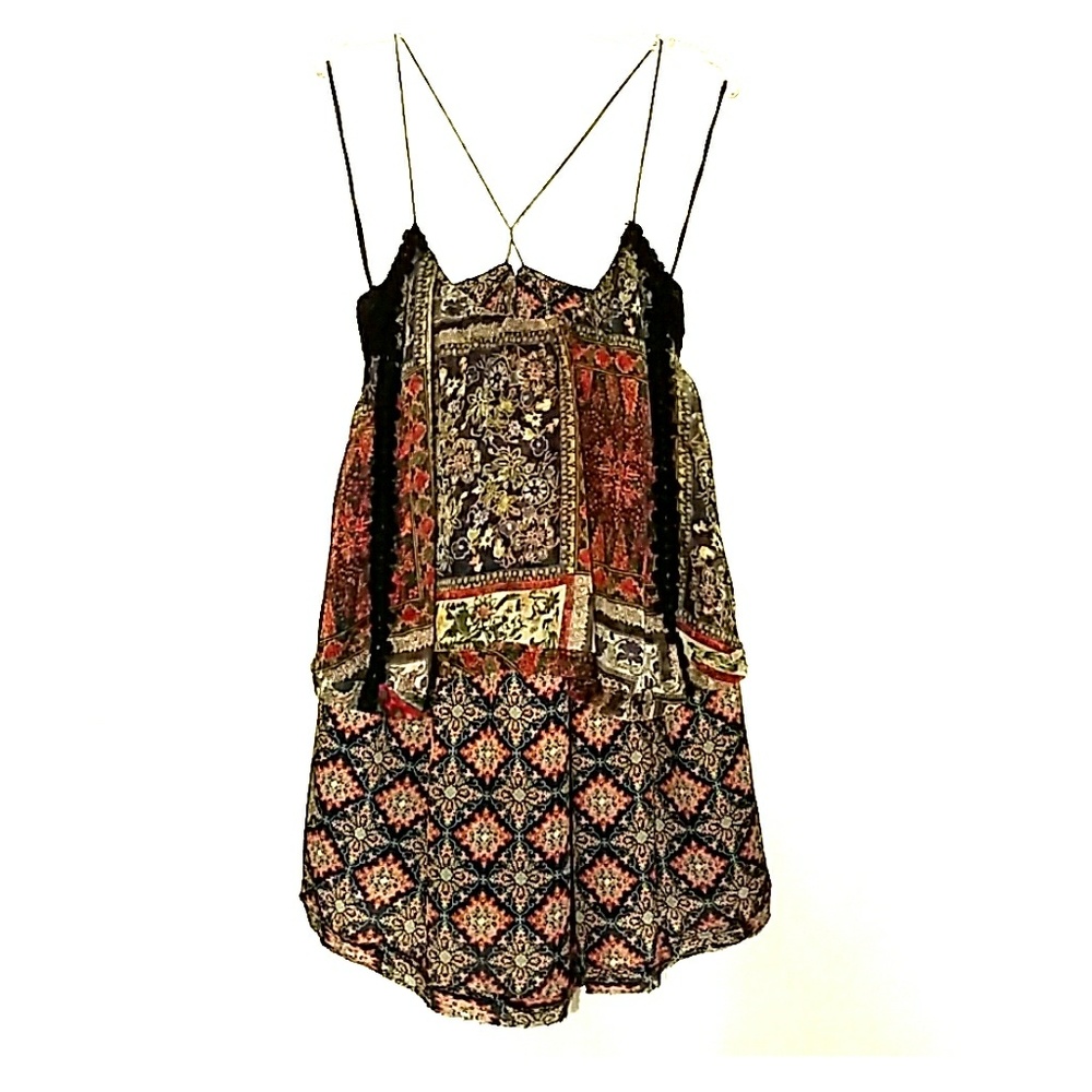 Free People mixed floral print strap slip dress